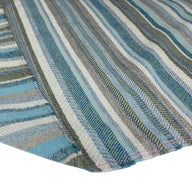 Striped Upholstery Remnant  - Ivory/Blue/Beige/Green