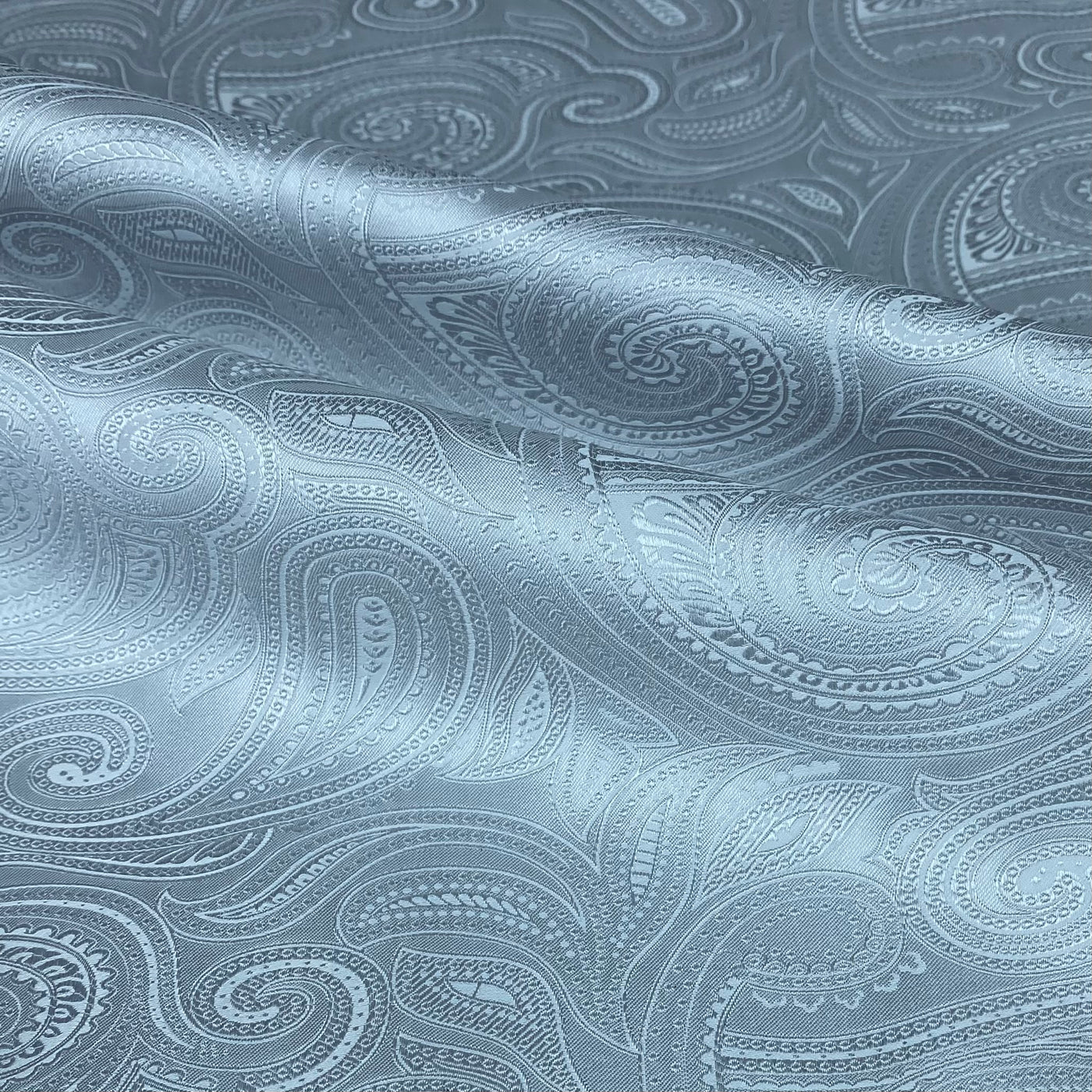 Paisley Silk/Polyester Jacquard - Light Grey - Remnant