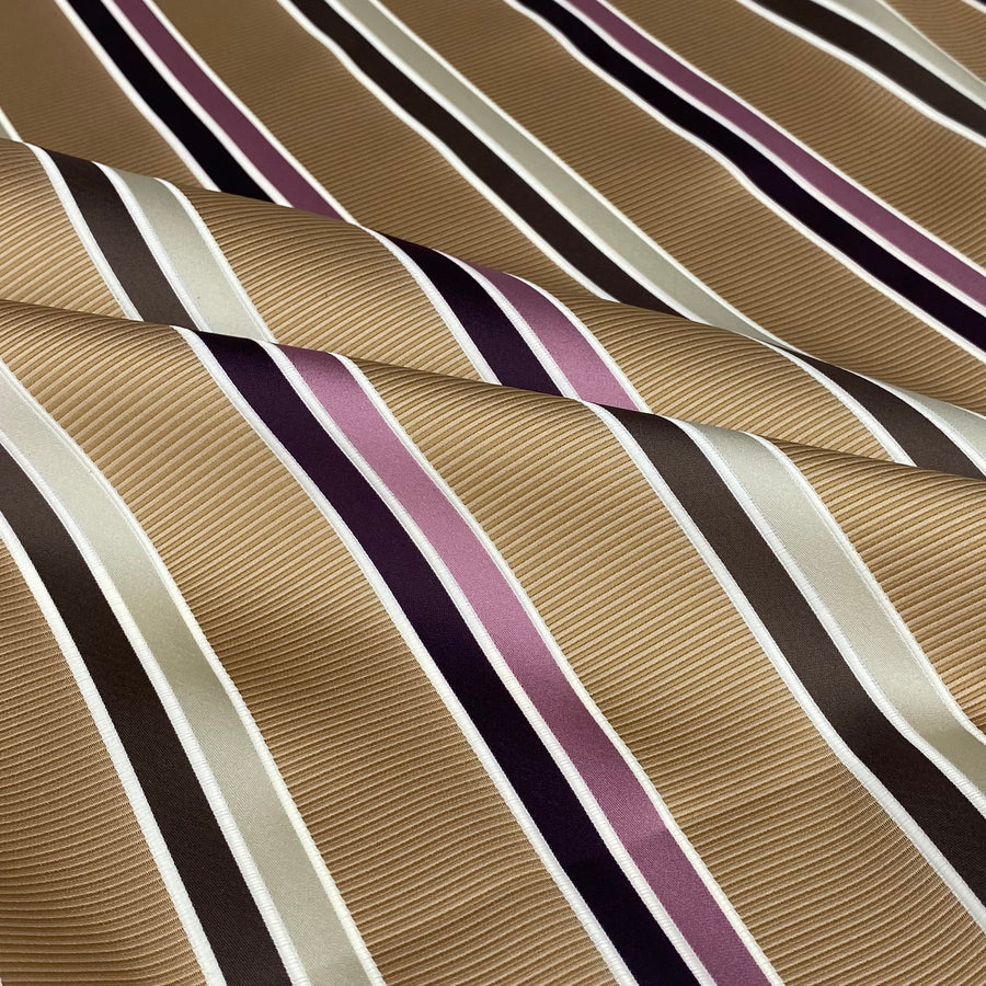 Striped Polyester - Brown/White/Purple - Remnant