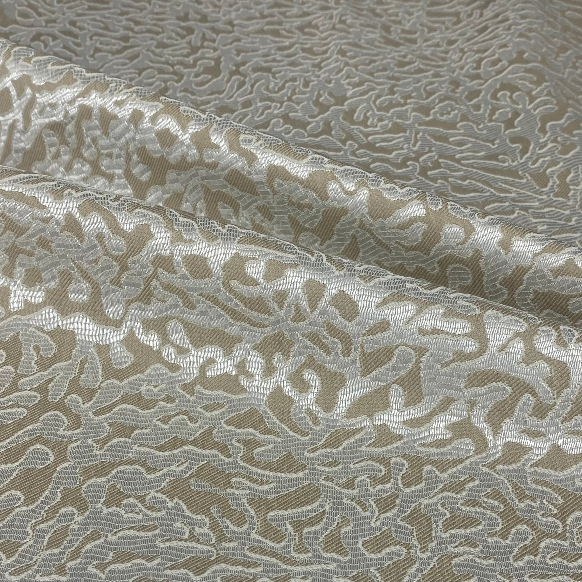 Patterned Upholstery Remnant - Biege/White