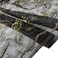 Embroidered Mesh - Remnant - Black/Gold