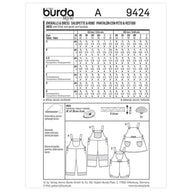 Burda Kids 9424 - Overalls & Dress Sewing Pattern