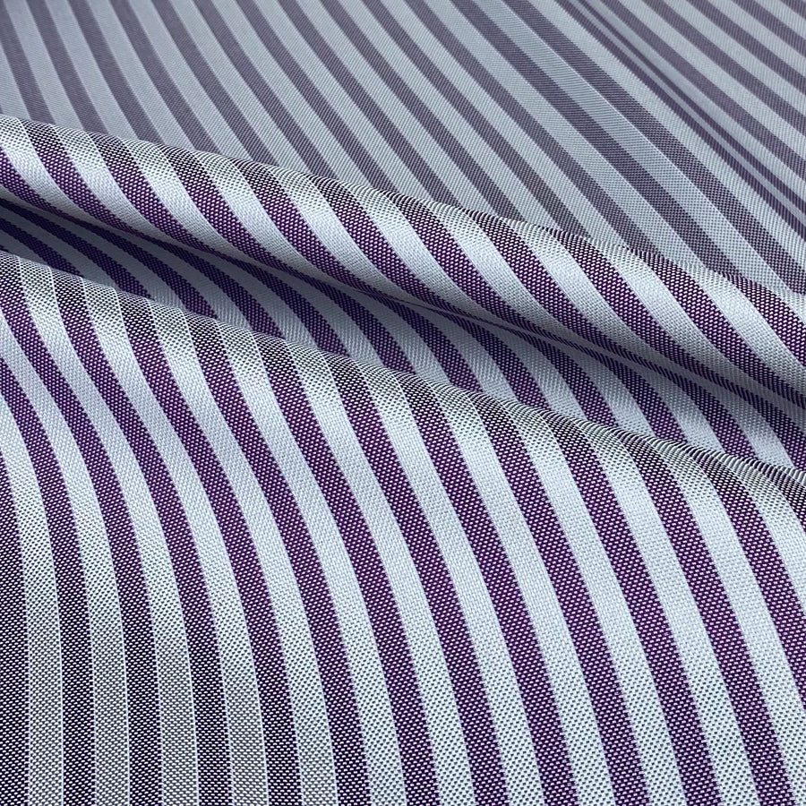 Striped Silk/Polyester Jacquard - Purple/Grey - Remnant