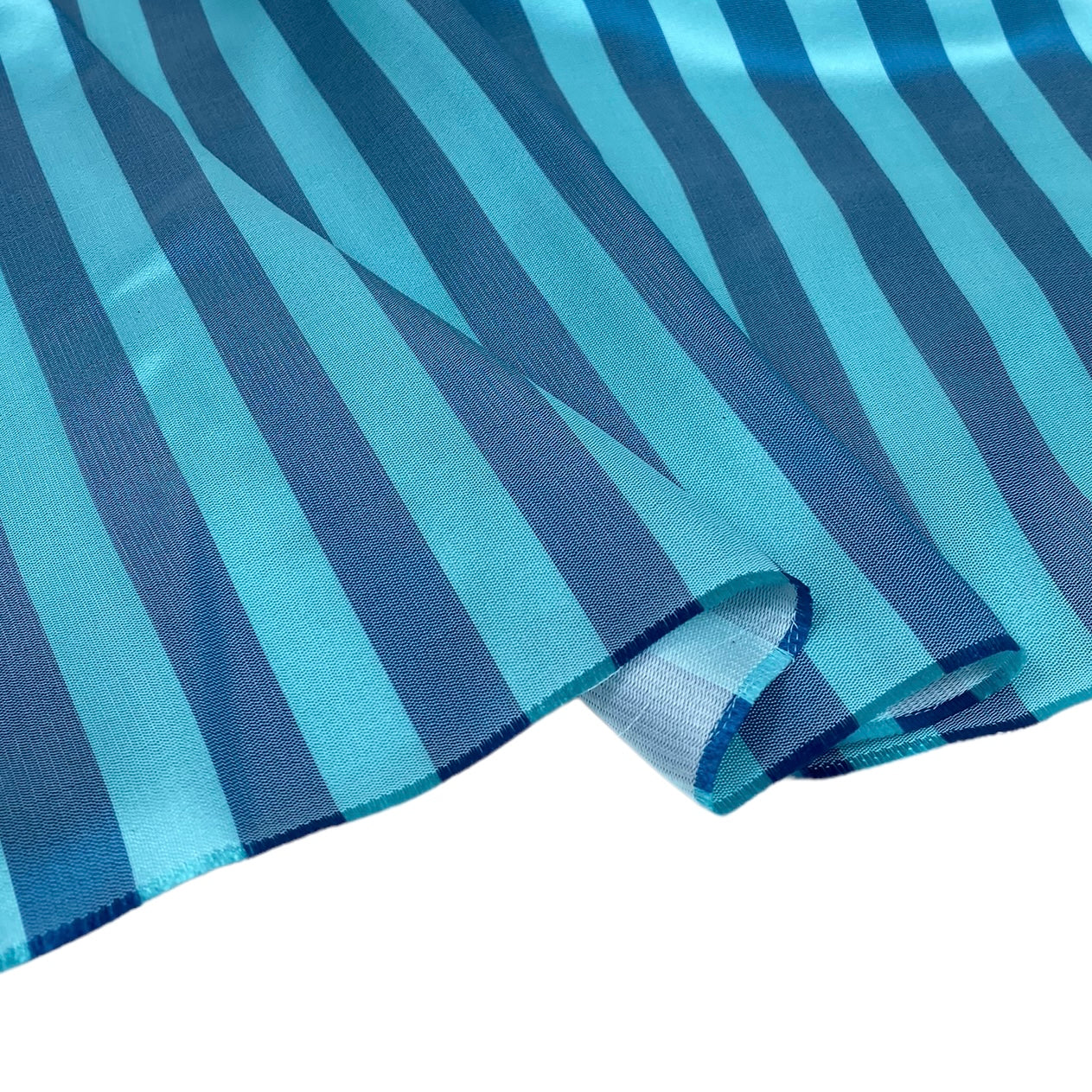 Striped Silk/Polyester - Turquoise/Aqua - Remnant