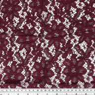 Cotton Floral Corded Lace - Burgundy