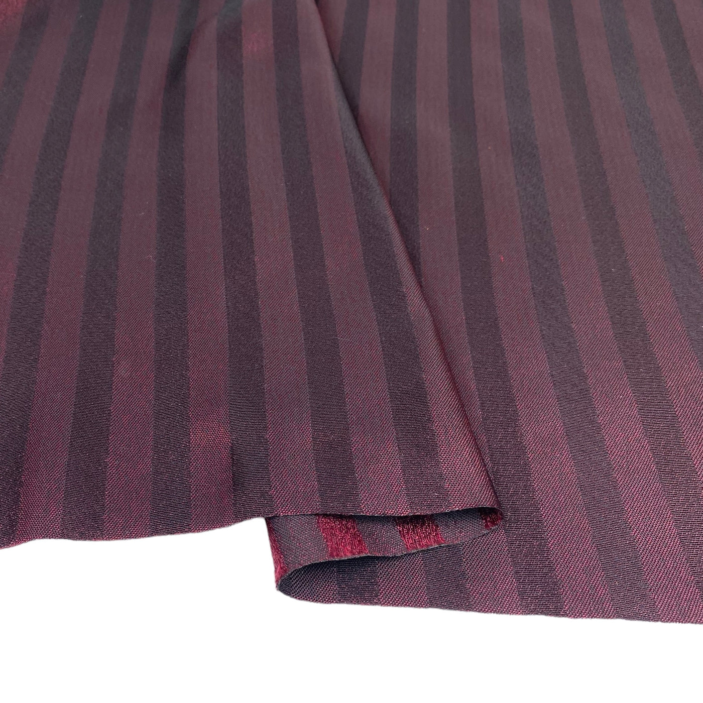 Striped Silk/Polyester Remnant - Burgundy/Black