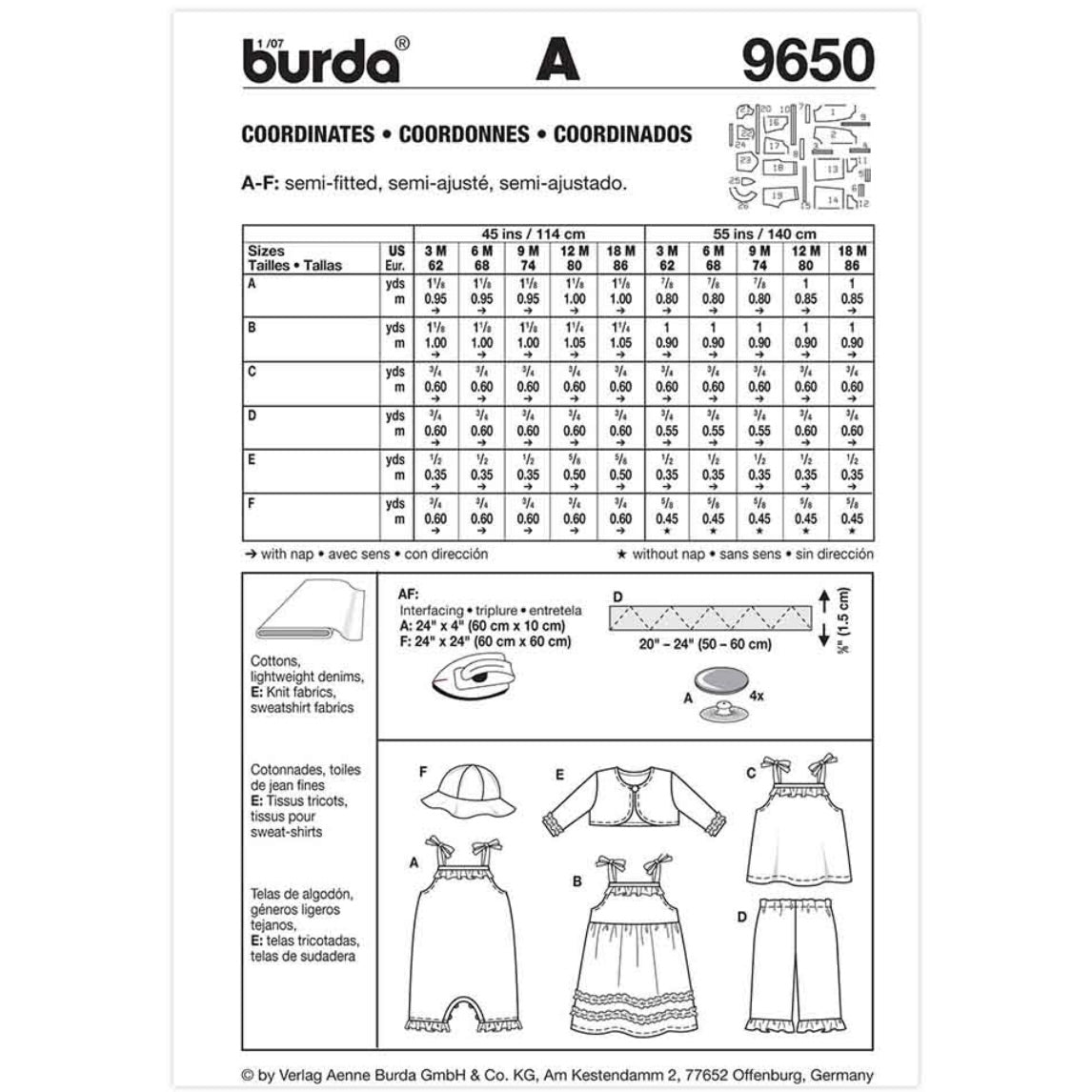 Burda Kids 9650 - Coordinates Sewing Pattern