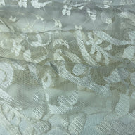 Floral Embroidered Lace with Single Finished Edge - Ivory