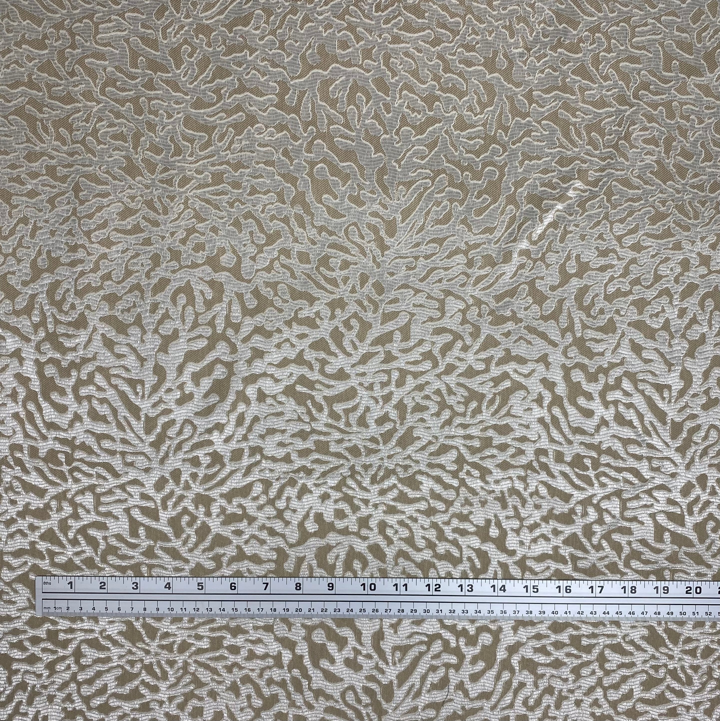 Patterned Upholstery Remnant - Biege/White