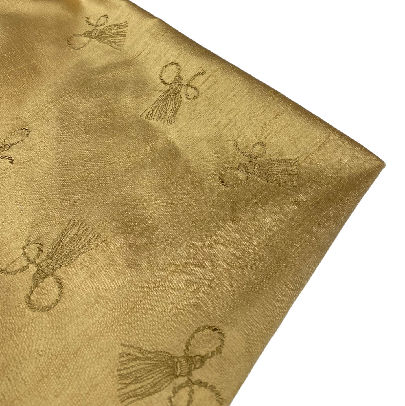 Embroidered Silk Dupioni - Remnant - Gold