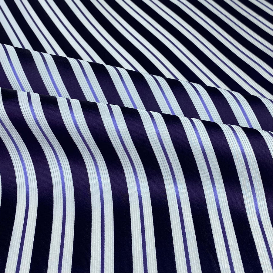 Striped Silk/Polyester - Purple/White - Remnant