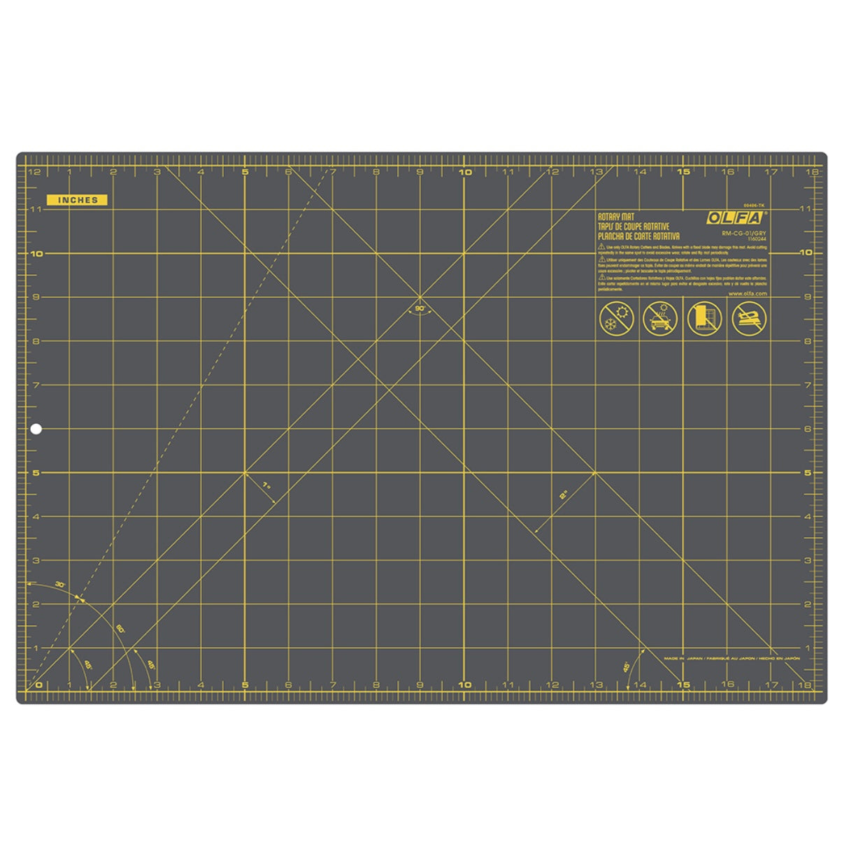 Olfa Double-Sided Cutting Mat - 12” x 18” - Grey