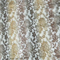 Floral Embroidered Lace - Brown/Yellow