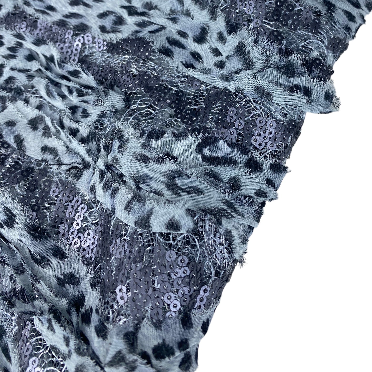 Sequin Lace - Cheetah - Grey/Black