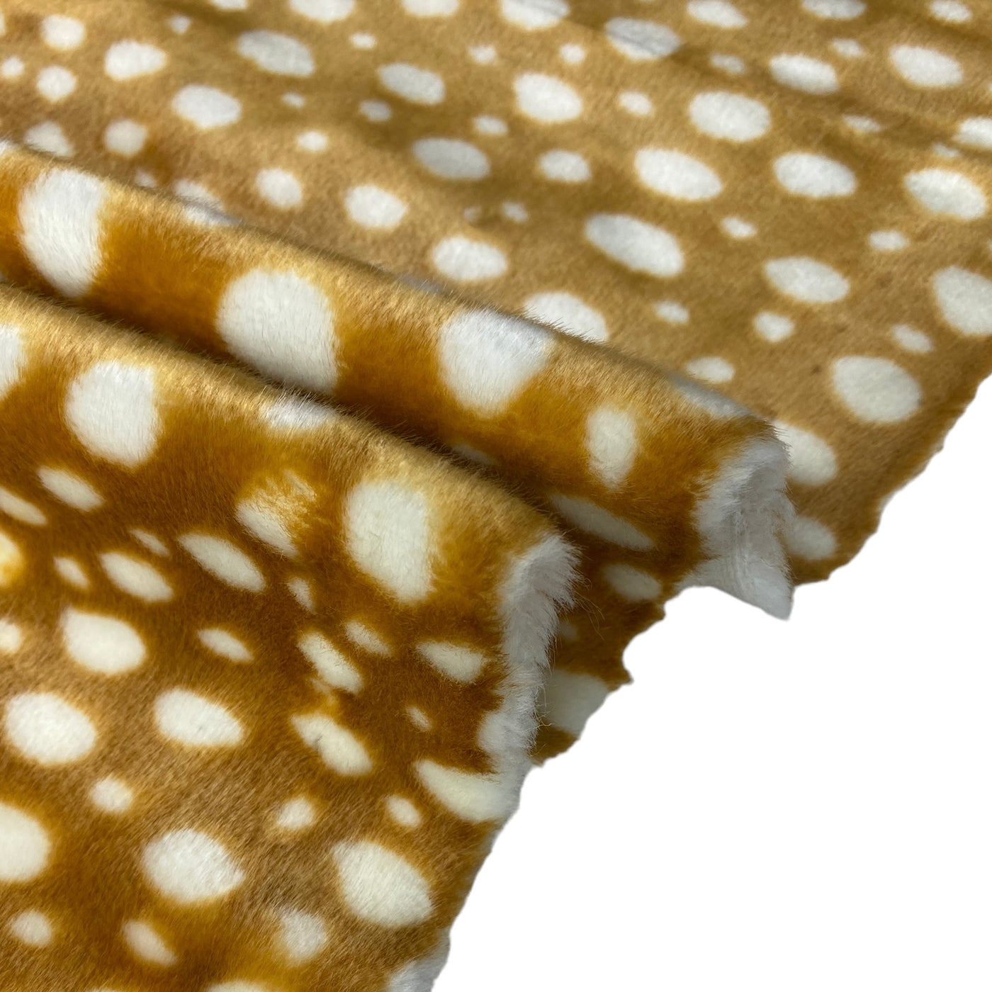 Luxury Faux Fur - Spotted - Copper/White - Remnant