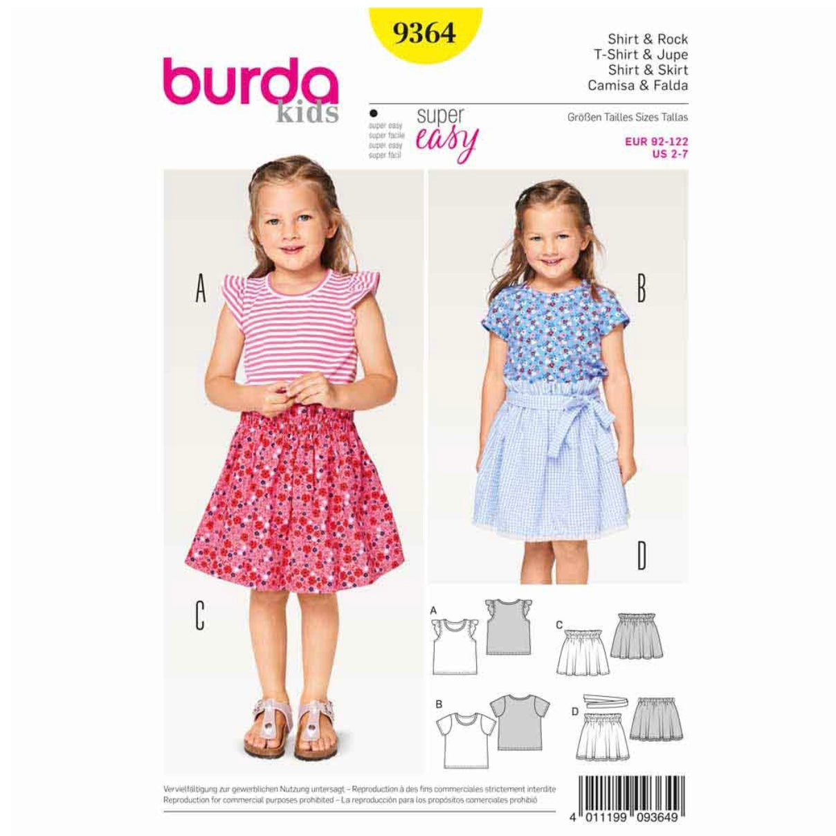 Burda Kids 9364 - Shirt & Skirt Sewing Pattern