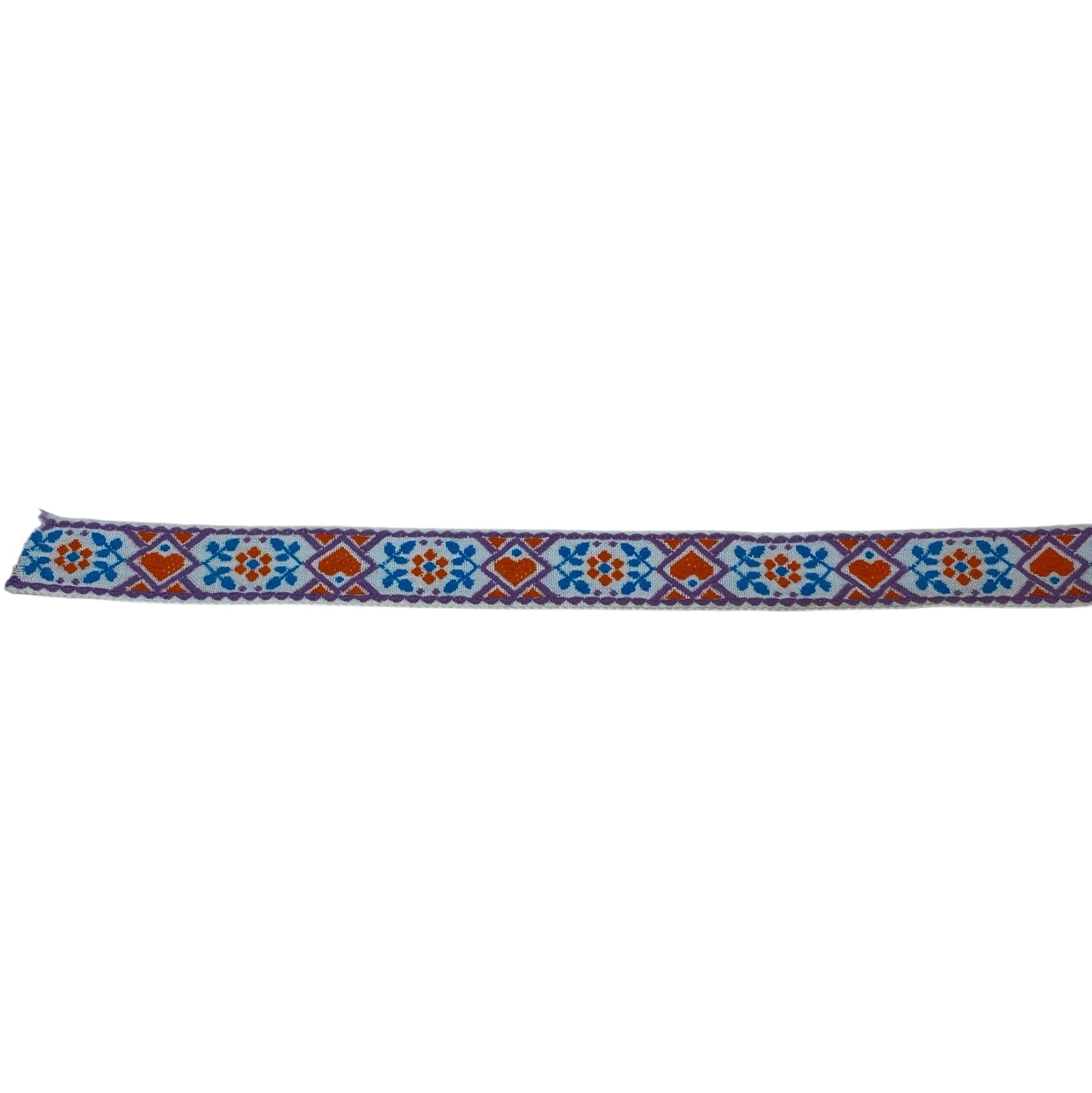 Woven Floral Jacquard Ribbon  - White/Purple/Orange/Blue