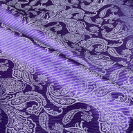 Striped Paisley Silk/Polyester Jacquard - Purple / White - Remnant