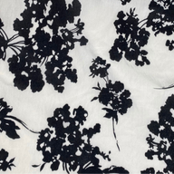 Floral Printed Rayon/Polyester - Black/White