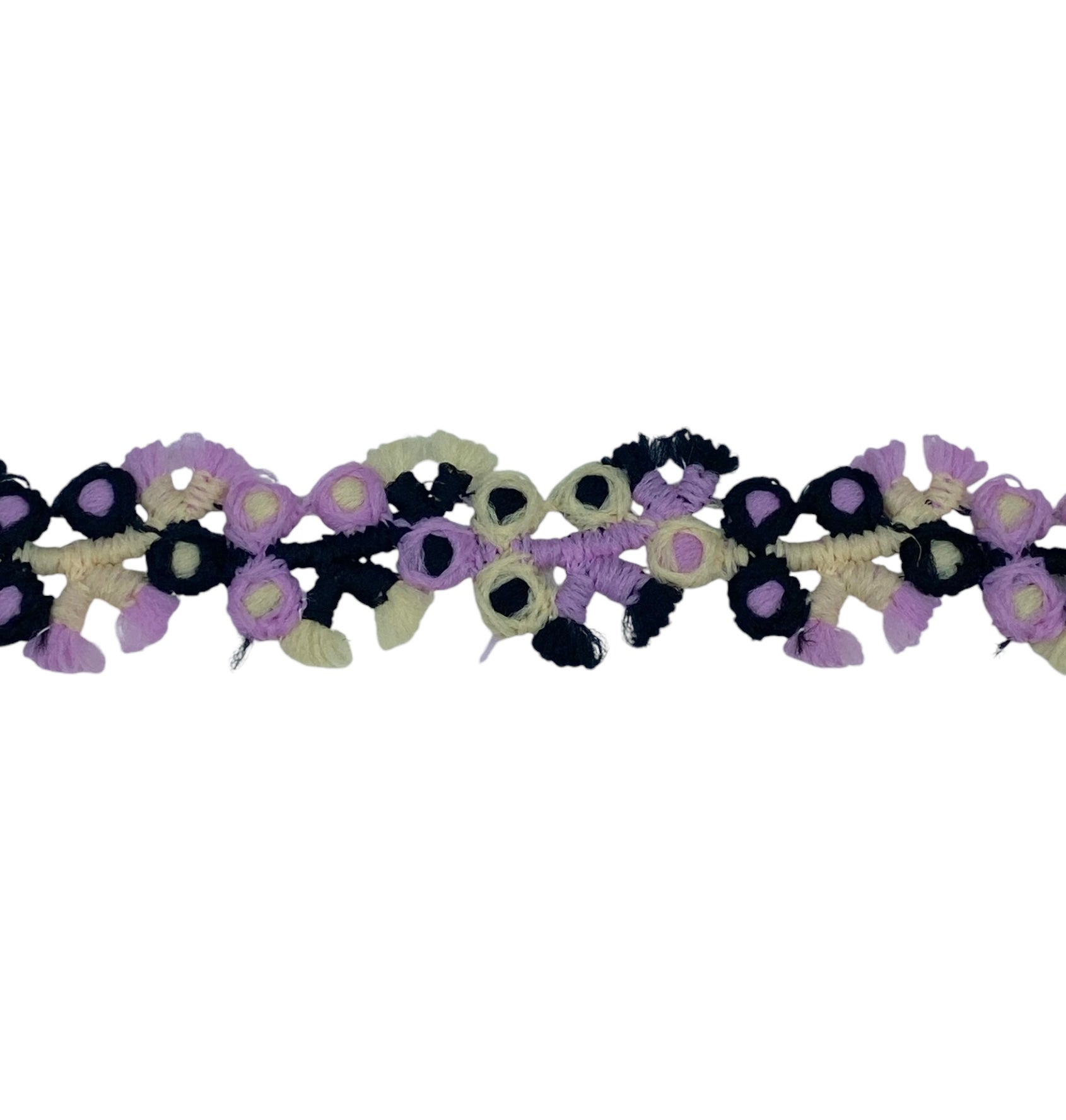 Decorative Floral Trim - Black/Peach/Purple