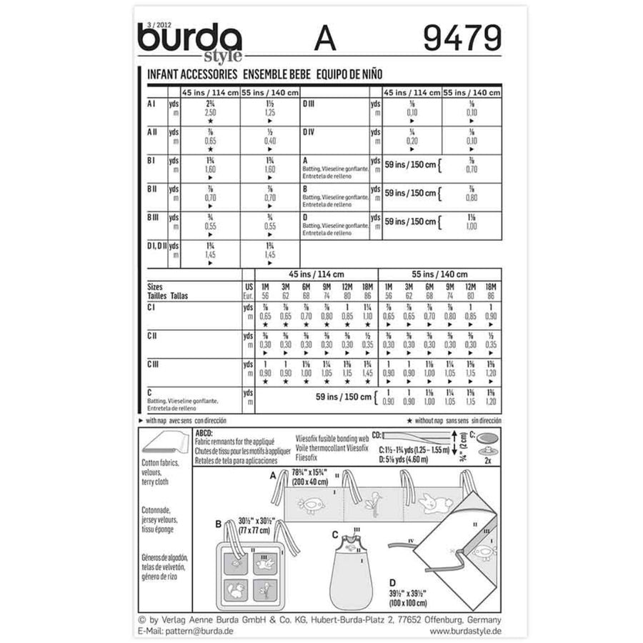 Burda Kids 9472 - Baby Accessories Sewing Pattern