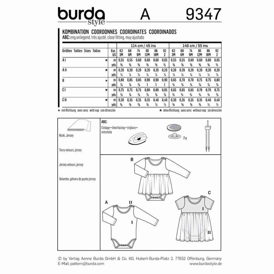 Burda Kids 9347 - Coordinates Sewing Pattern