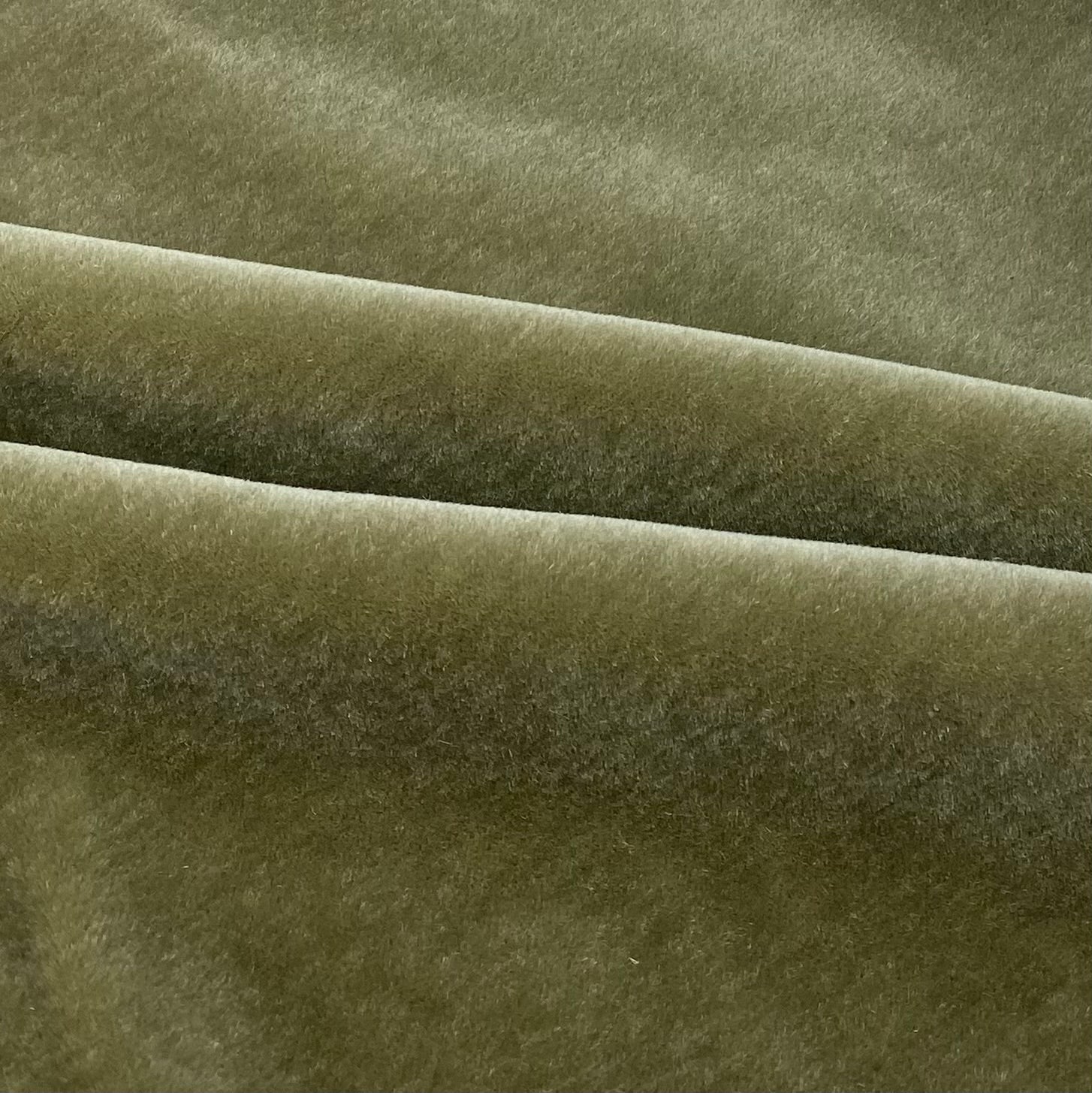 Mohair Velvet Designer Upholstery Remnant - Olive Green