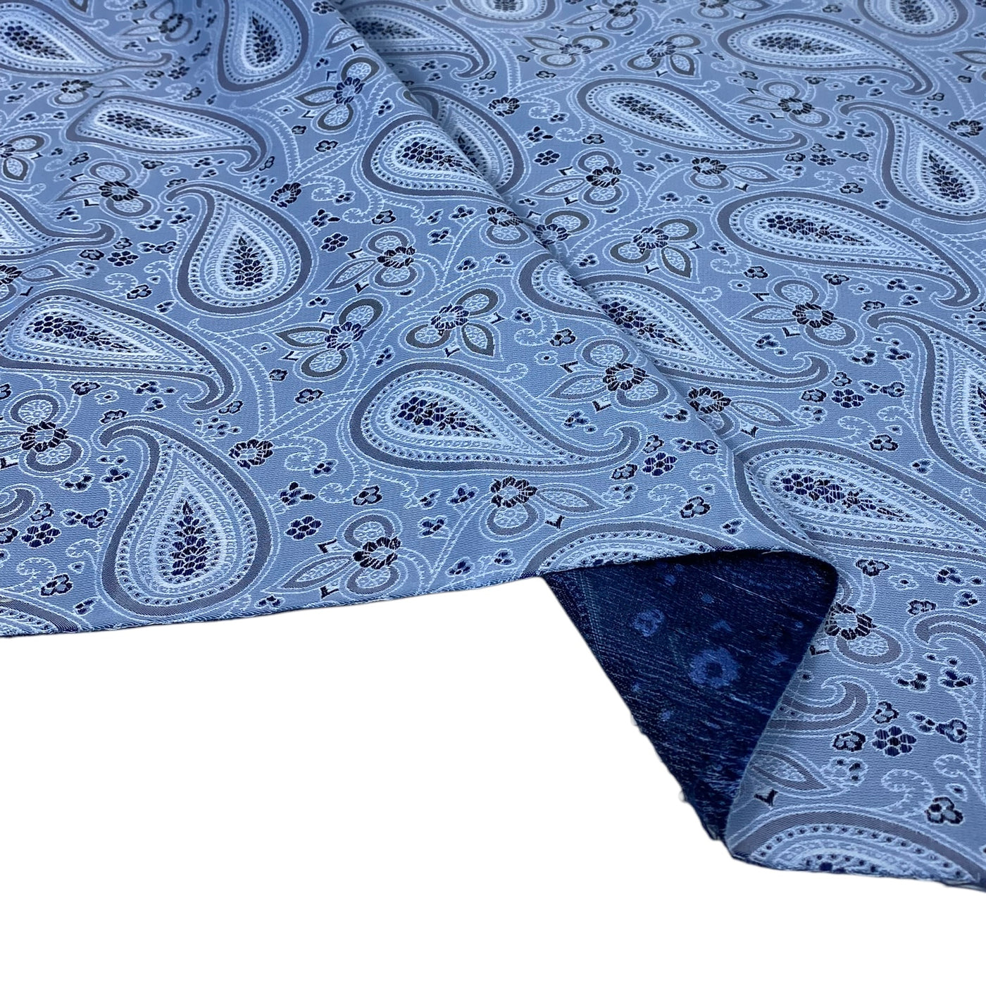 Paisley Silk/Polyester Jacquard Remnant - Blue