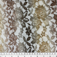 Floral Embroidered Lace - Brown/Yellow