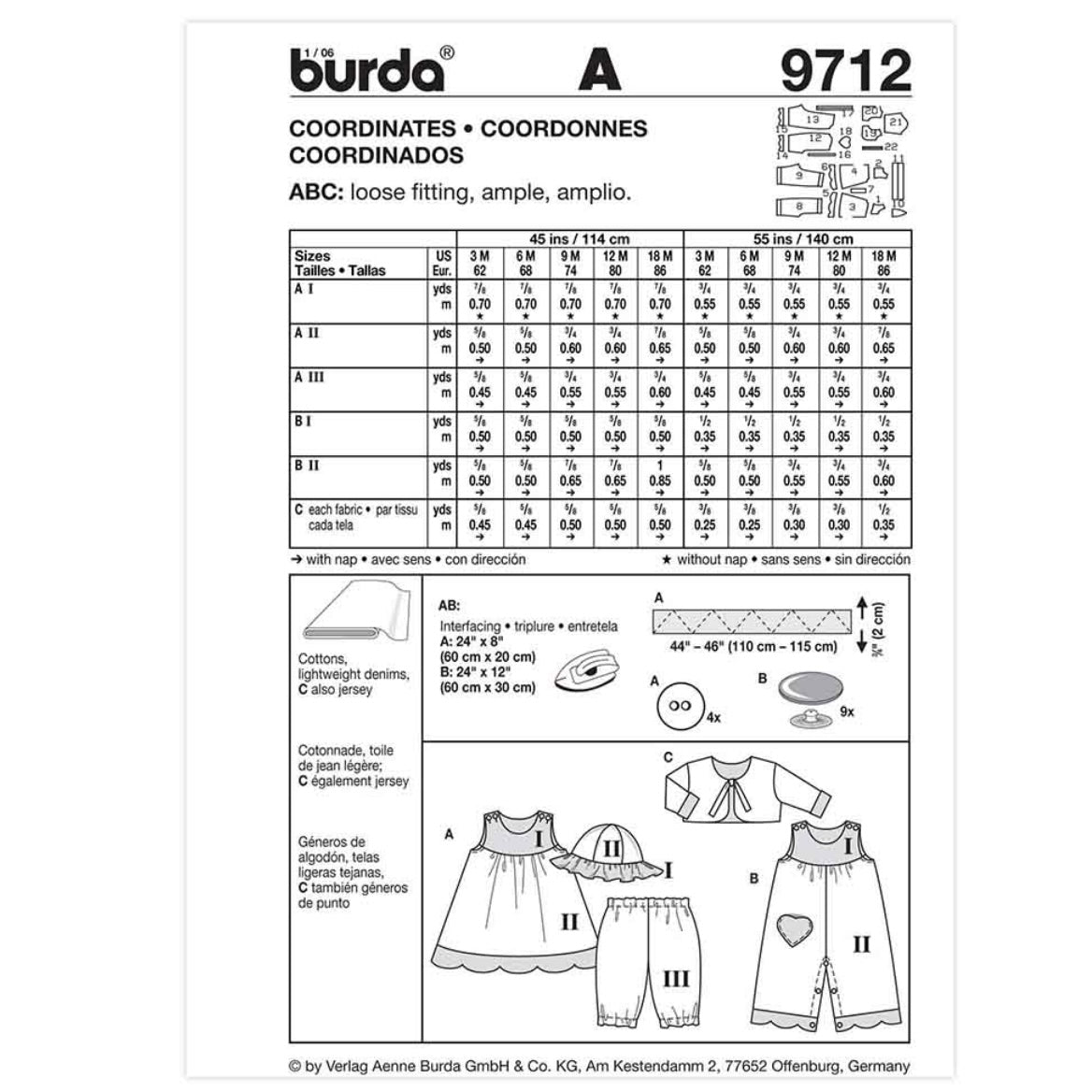 Burda Kids 9712 - Coordinates Sewing Pattern