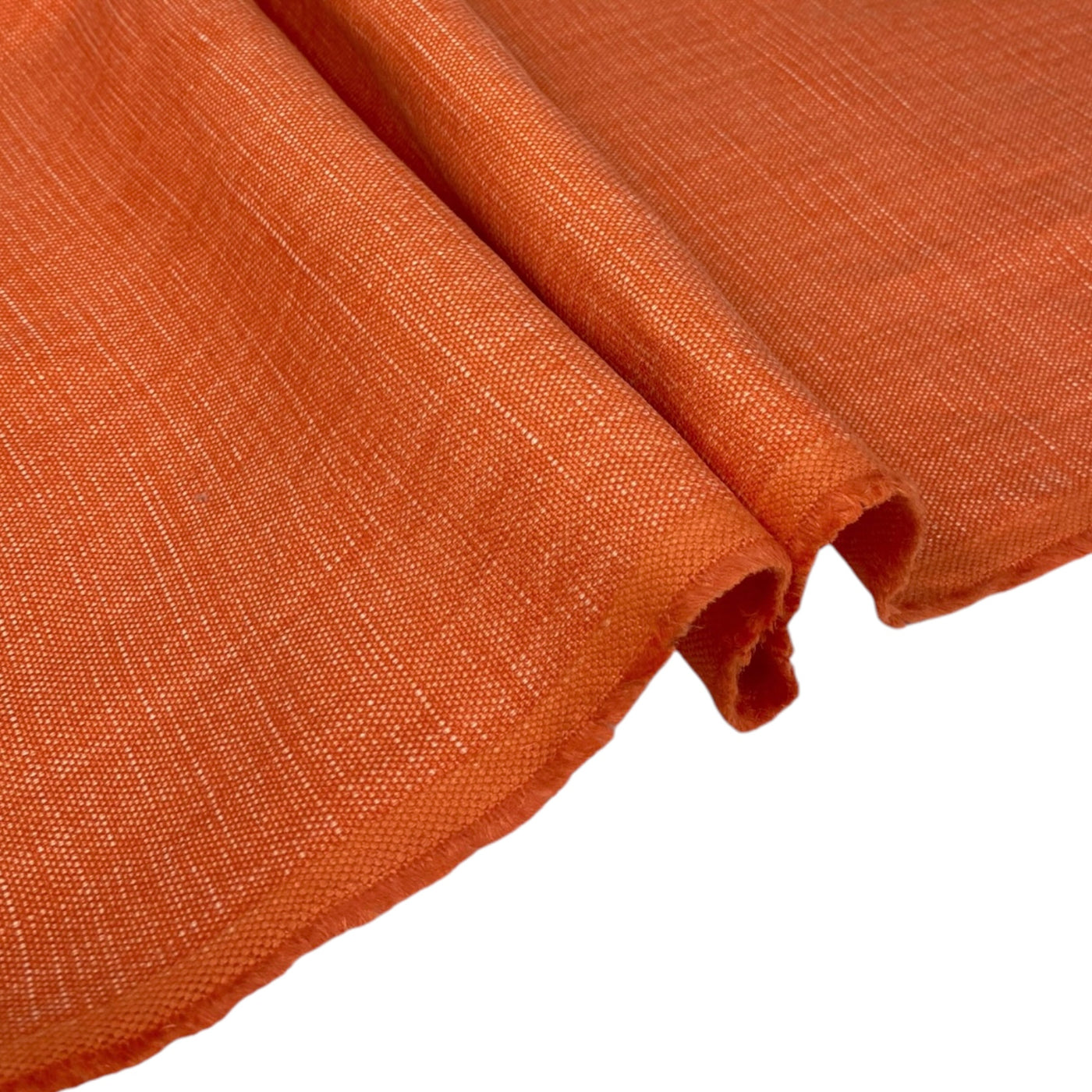 Linen Upholstery Designer Remnant  - Orange/White