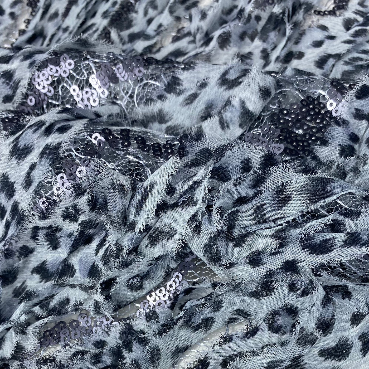 Sequin Lace - Cheetah - Grey/Black