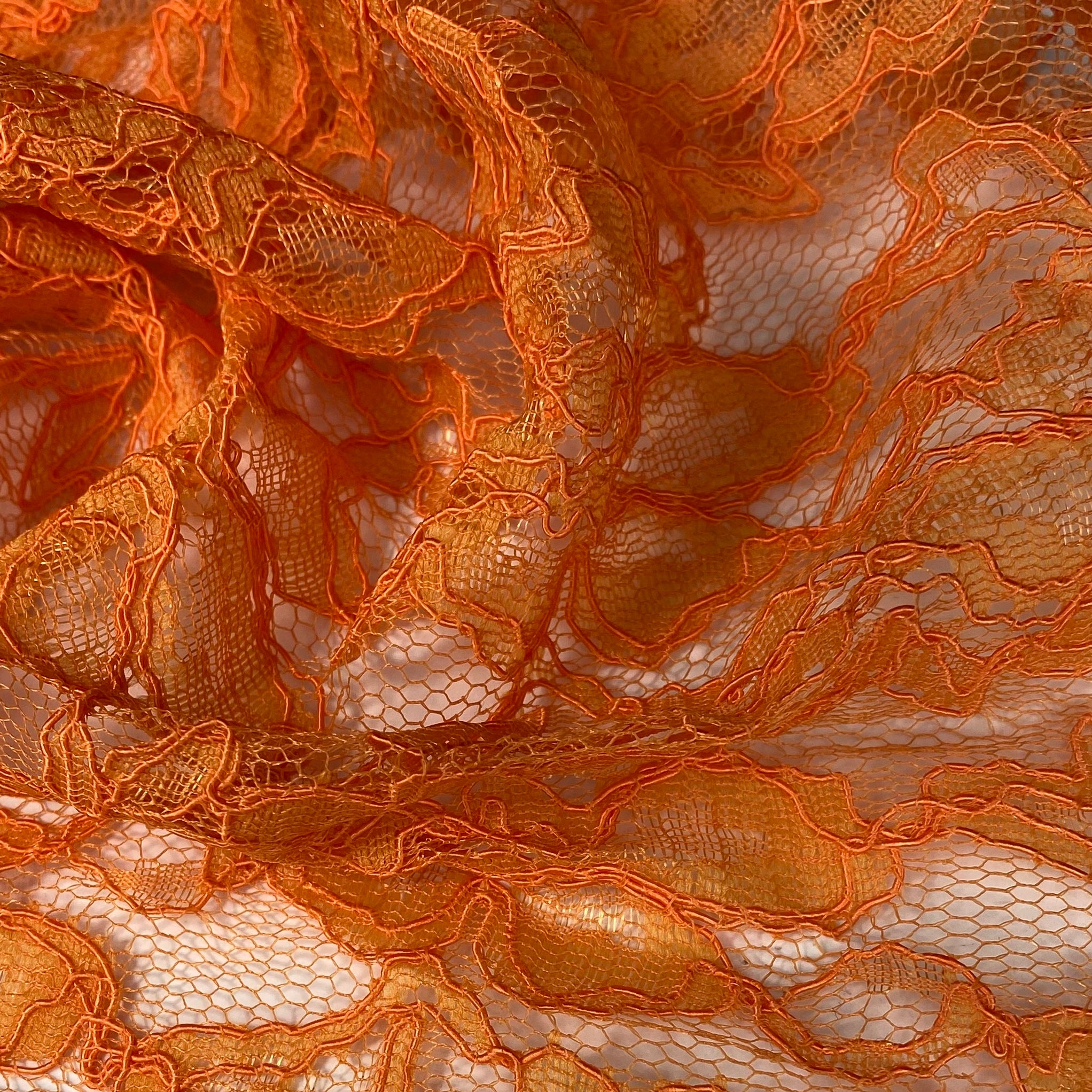 Floral Corded Lace - Orange