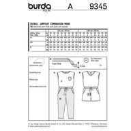 Burda Kids 9345 - Jumpsuit - Drawstring Waist Casing - Pockets Sewing Pattern