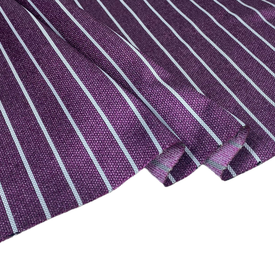 Striped Silk/Polyester - Purple/White/Grey/Black - Remnant