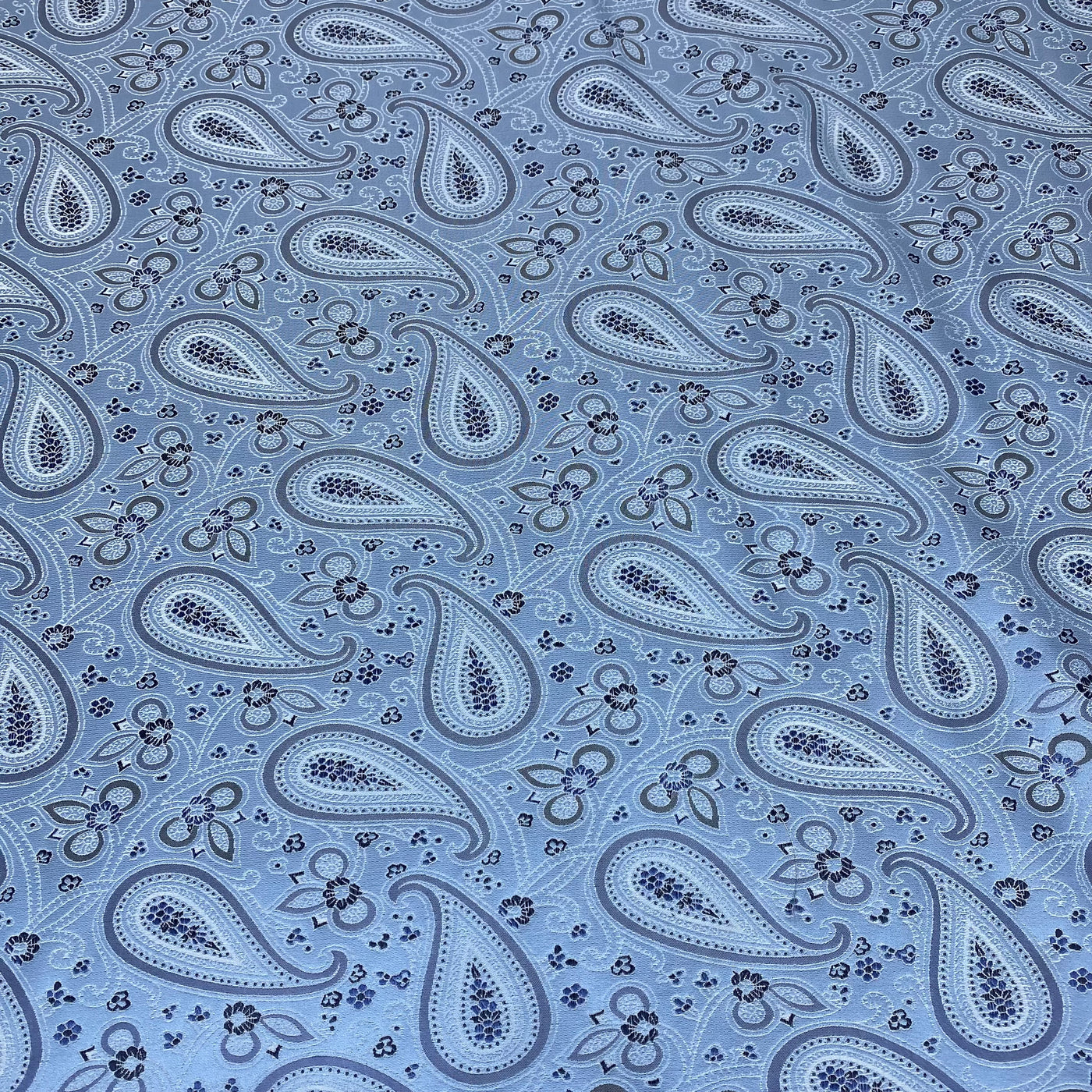 Paisley Silk/Polyester Jacquard Remnant - Blue