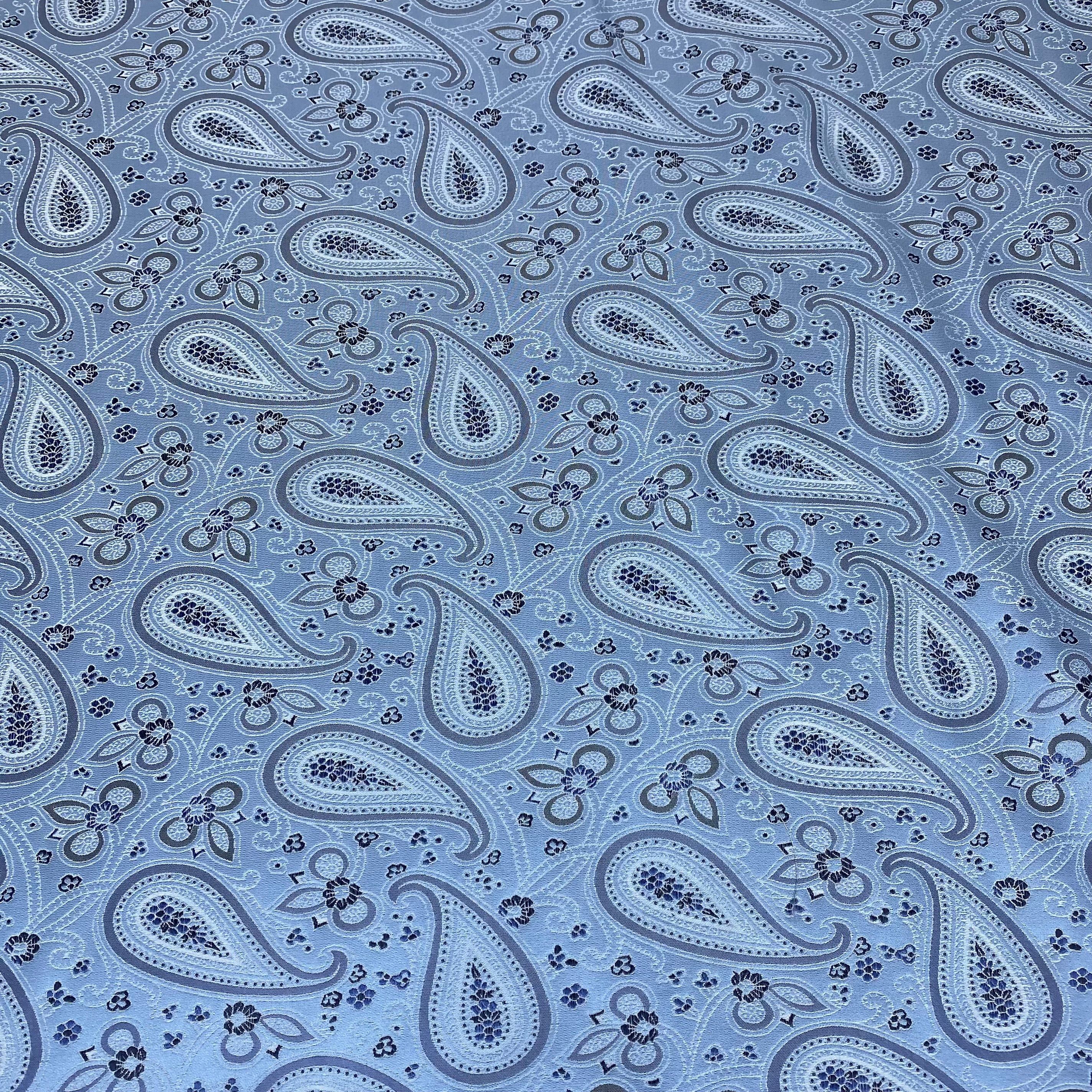 Paisley Silk/Polyester Jacquard Remnant - Blue