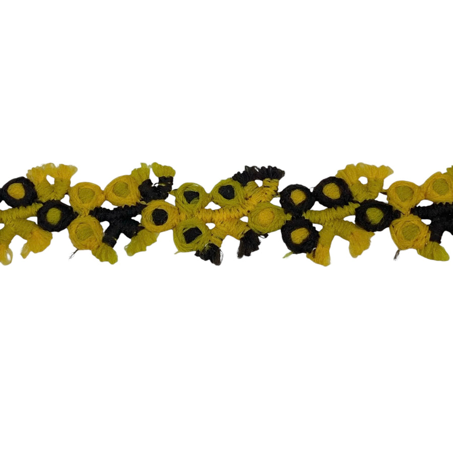 Decorative Floral Trim - Yellow/Brown