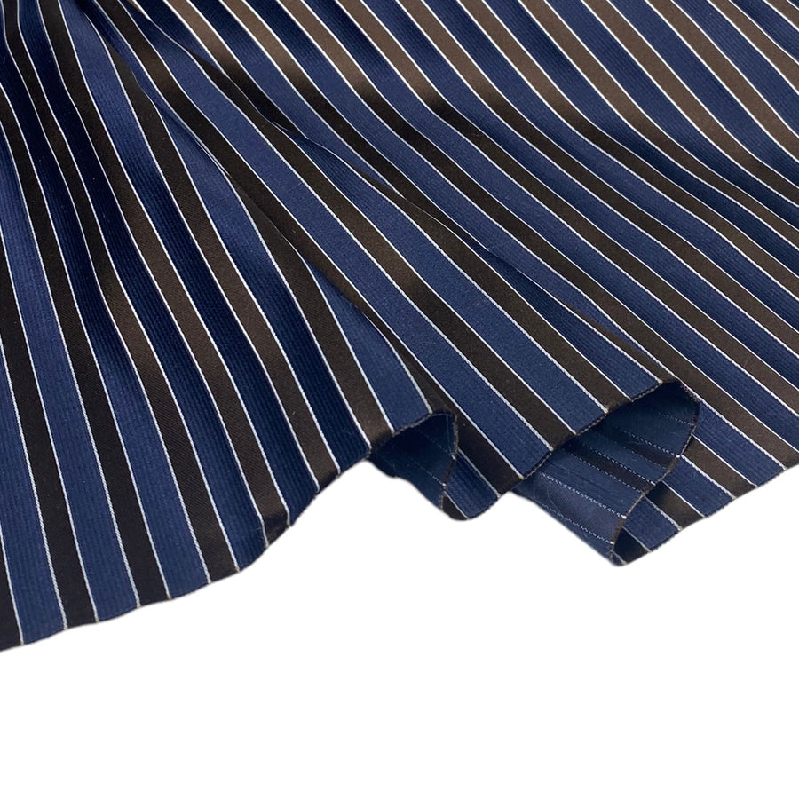 Striped Silk - Navy/Brown/White