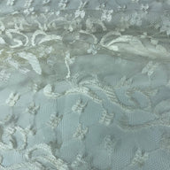 Floral Embroidered Lace with Single Finished Edge - Ivory