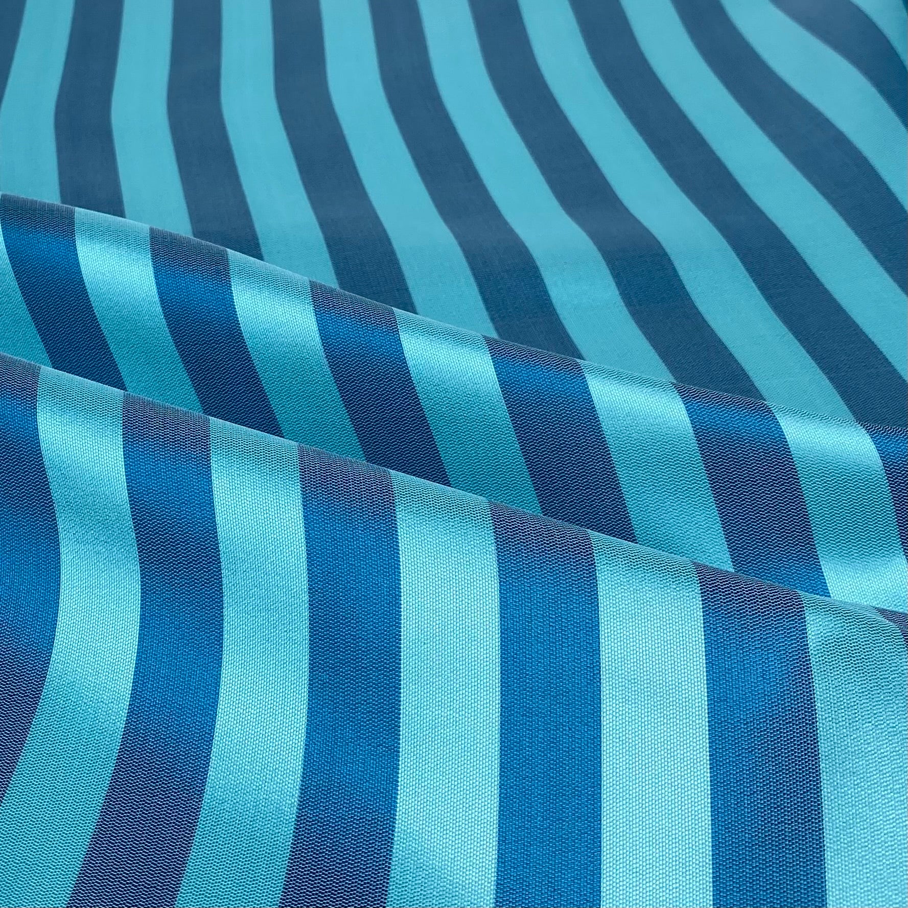 Striped Silk/Polyester - Turquoise/Aqua - Remnant