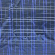 Plaid Silk/Polyester Jacquard - Blue / Black - Remnant