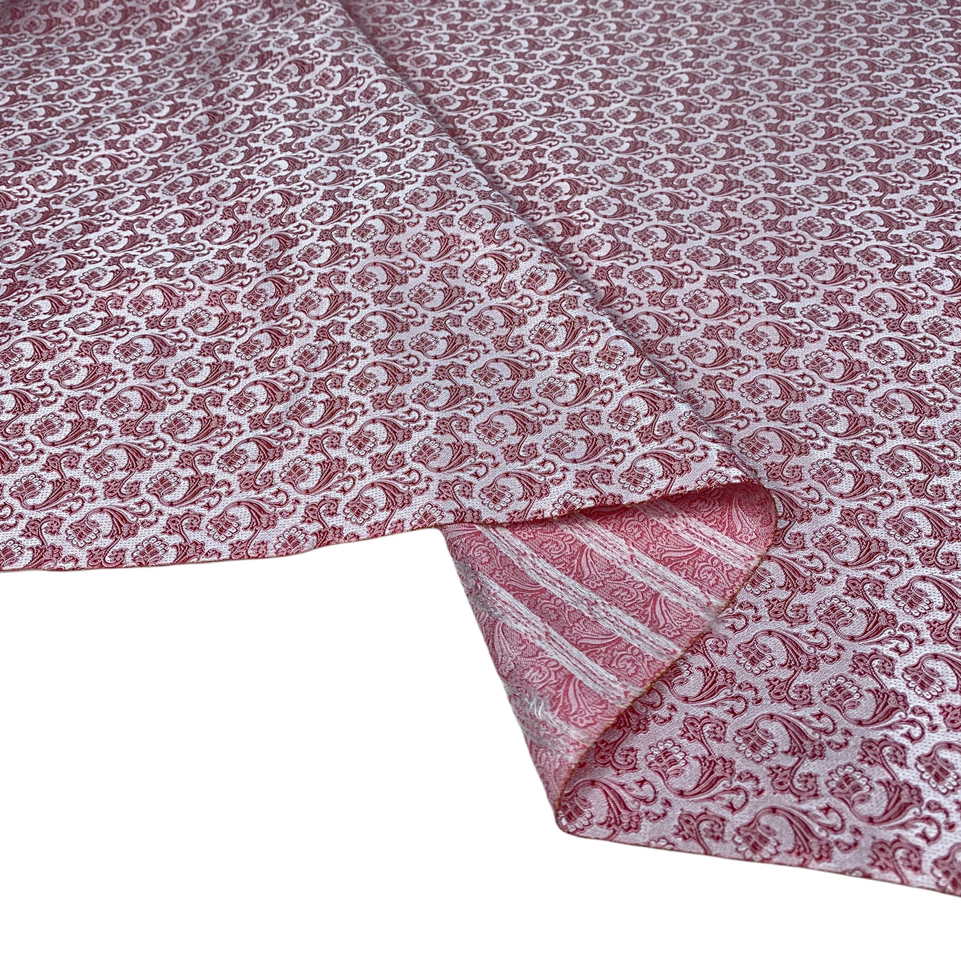 Paisley Silk/Polyester Jacquard - Pink / White - Remnant