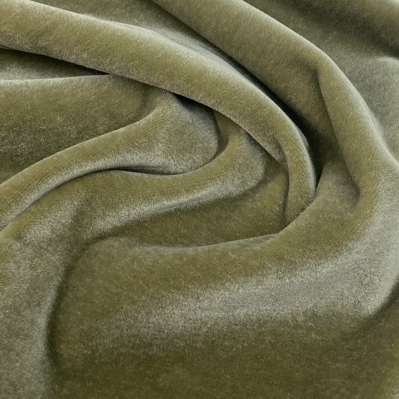 Mohair Velvet Designer Upholstery Remnant - Olive Green