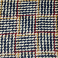 Wool Coating - Houndstooth Plaid - Blue/Cream/Red/Yellow