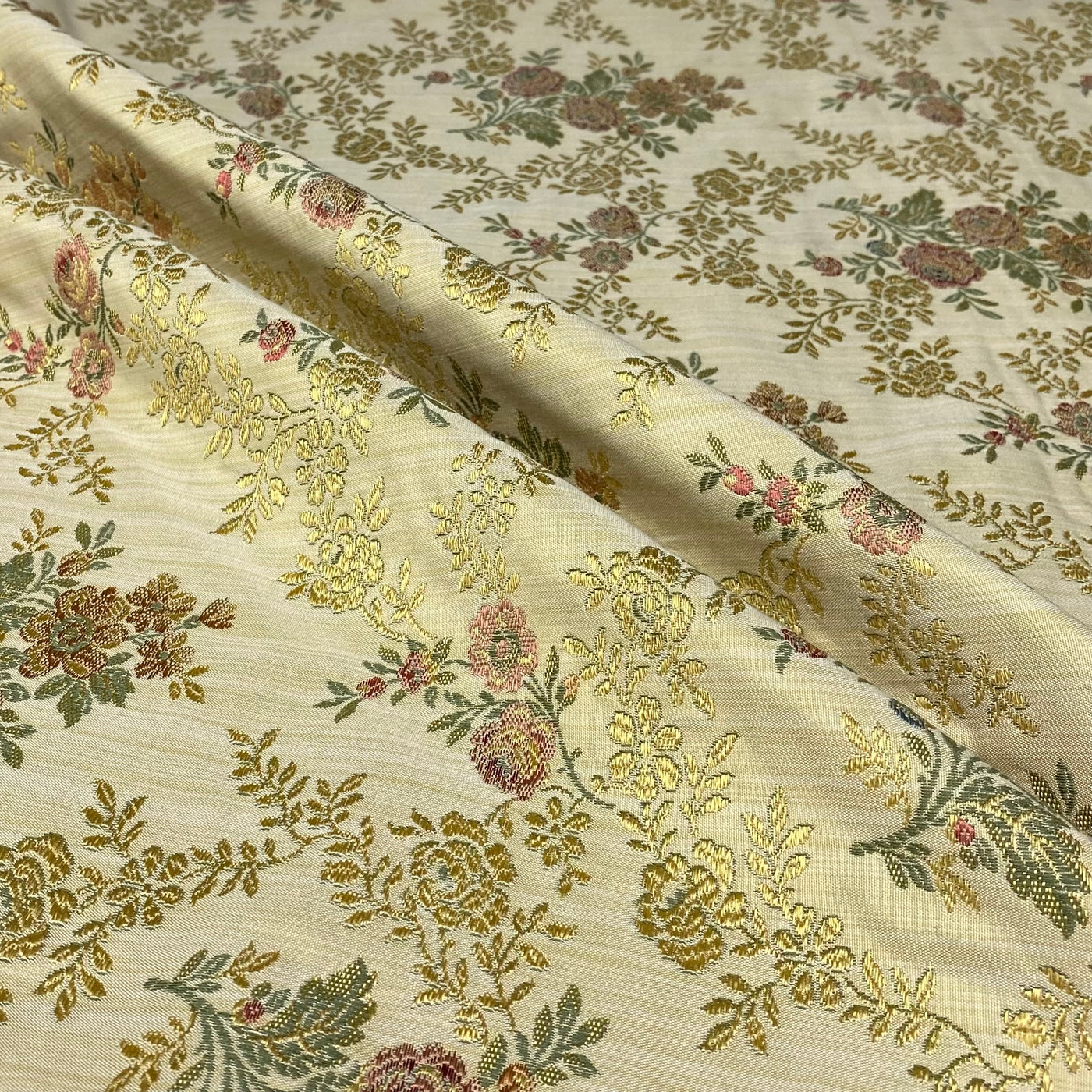 Brocade Upholstery - Designer Remnant - Gold/Green/Red