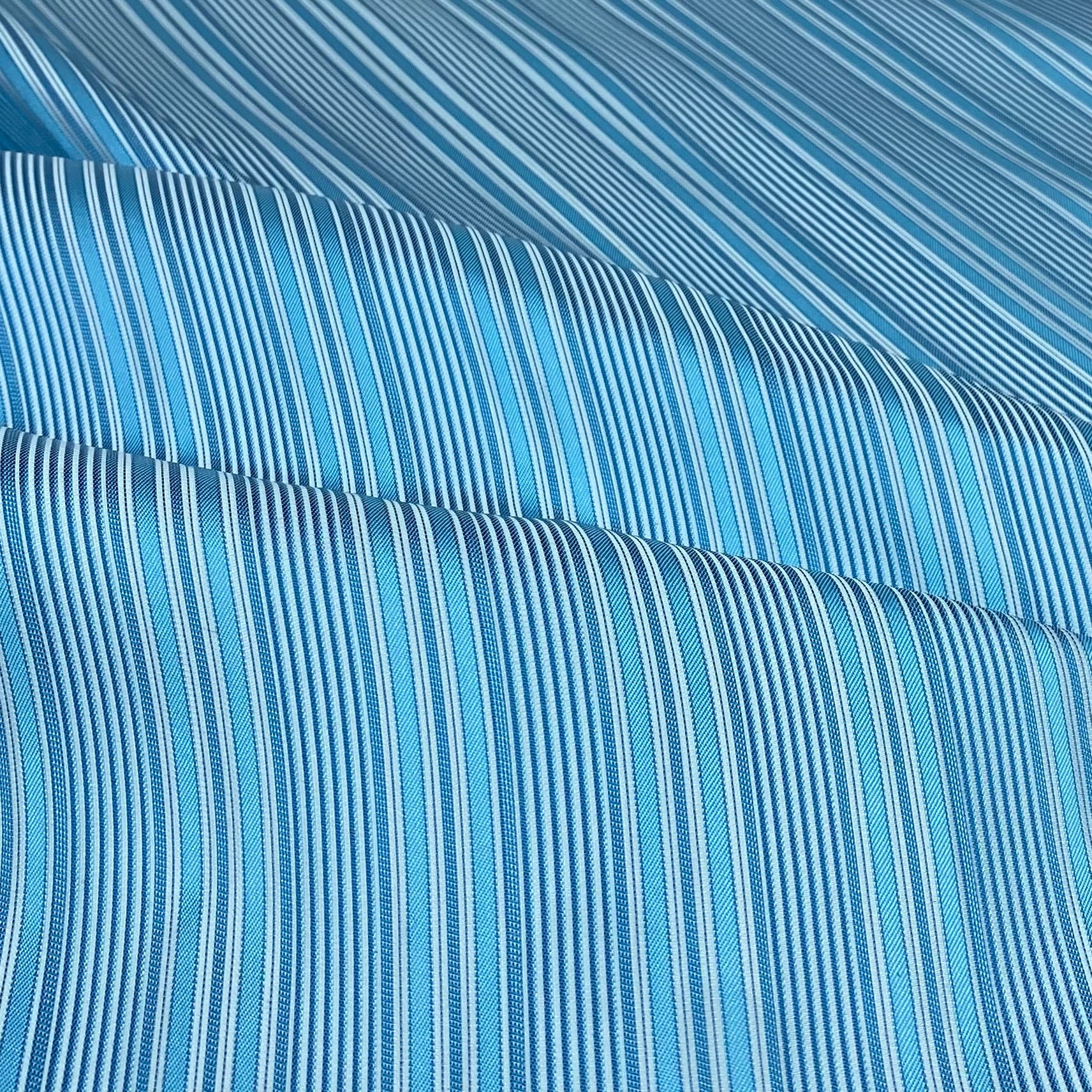 Striped Silk/Polyester - Light Blue/White - Remnant