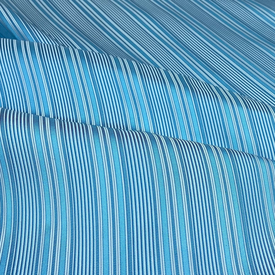 Striped Silk/Polyester - Light Blue/White - Remnant