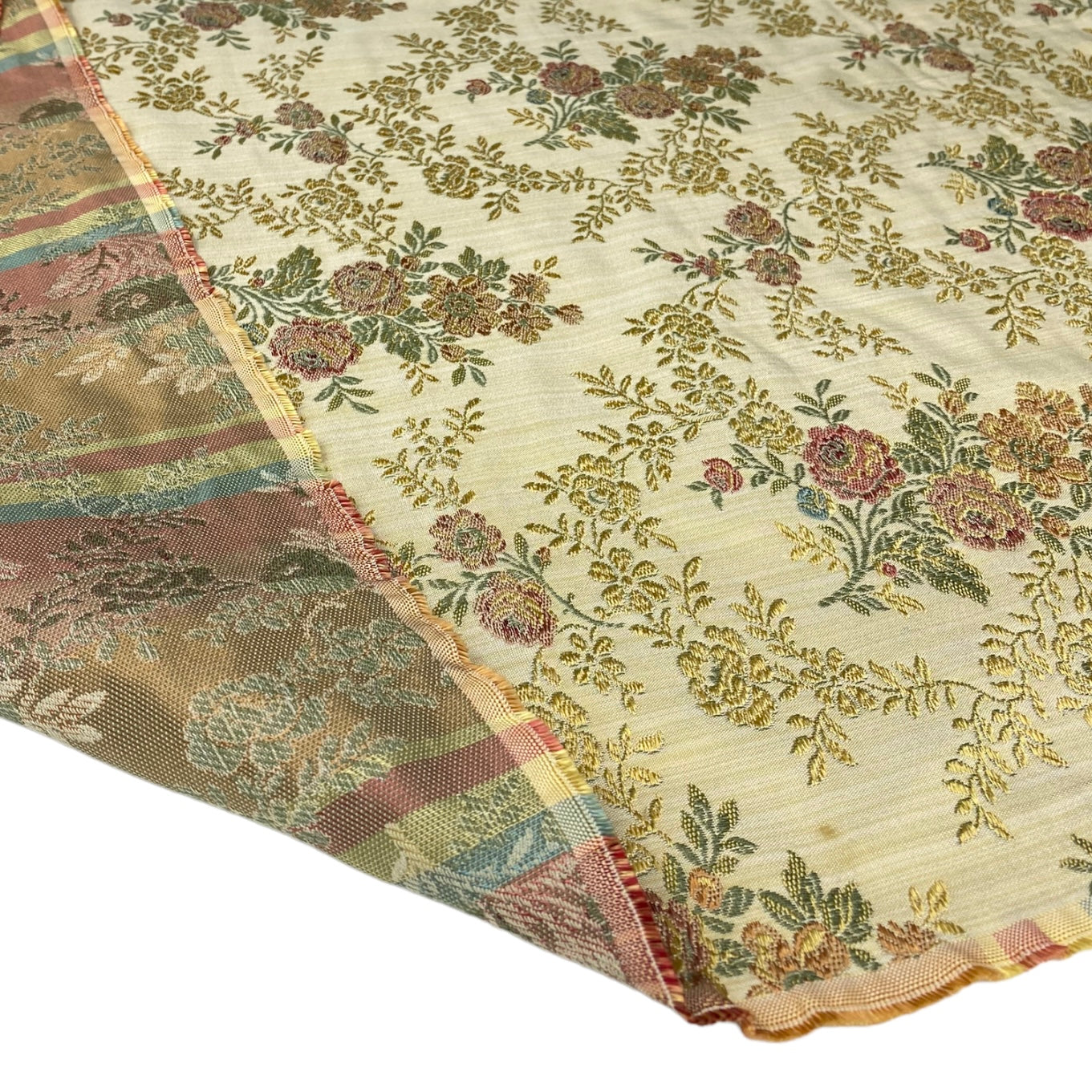 Brocade Upholstery - Designer Remnant - Gold/Green/Red