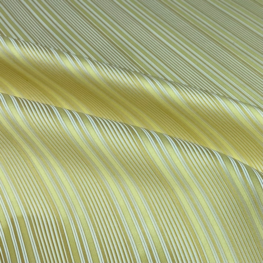 Striped Silk/Polyester - Yellow/White - Remnant